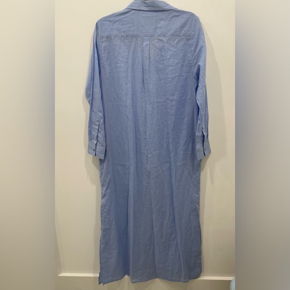Hiho Top Dress Light Blue Size Large Long Sleeve Collar ButtonDown Cotton Casual - Picture 3 of 4